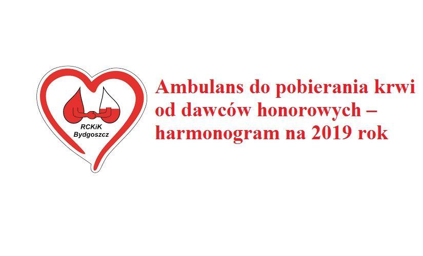 Ambulans do pobierania krwi od dawców honorowych – harmonogram na 2019 rok
