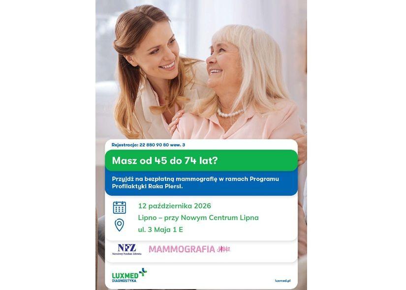 Miesiąc Profilaktyki Raka Piersi - badania w mobilnej pracowni mammograficznej LUX MED  - Lipno