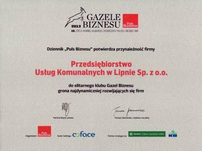 Gazele Biznesu 2012 dla lipnowskich firm