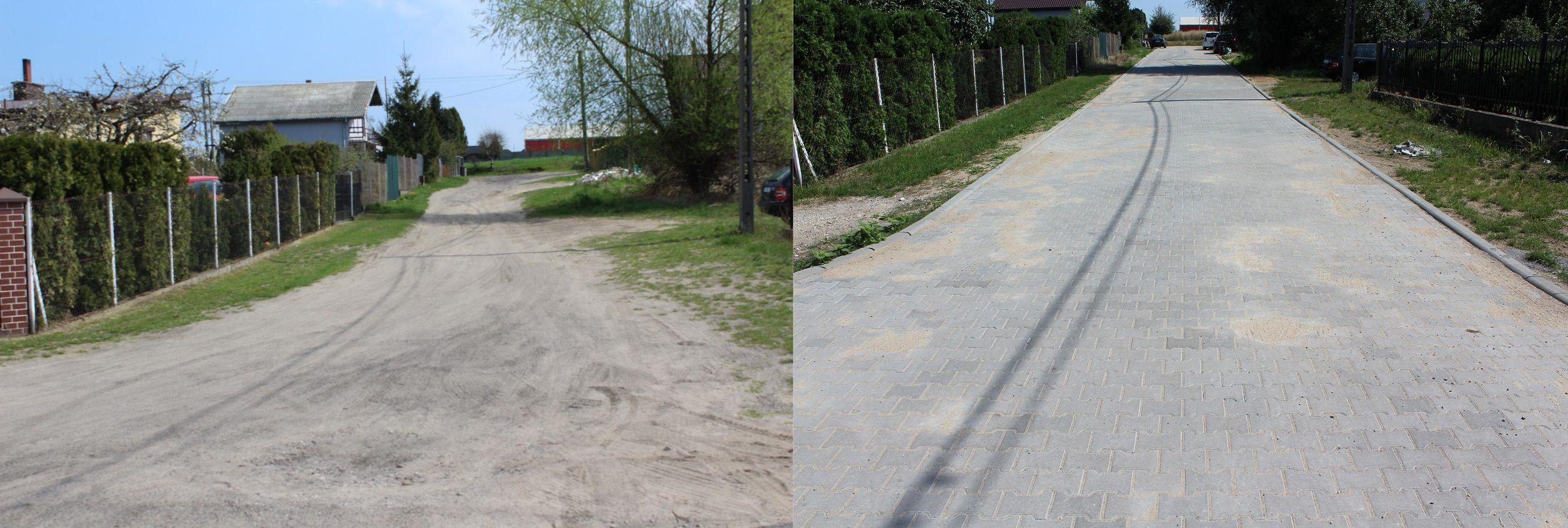ul. Piaskowa w Lipnie - stan przed i po remoncie