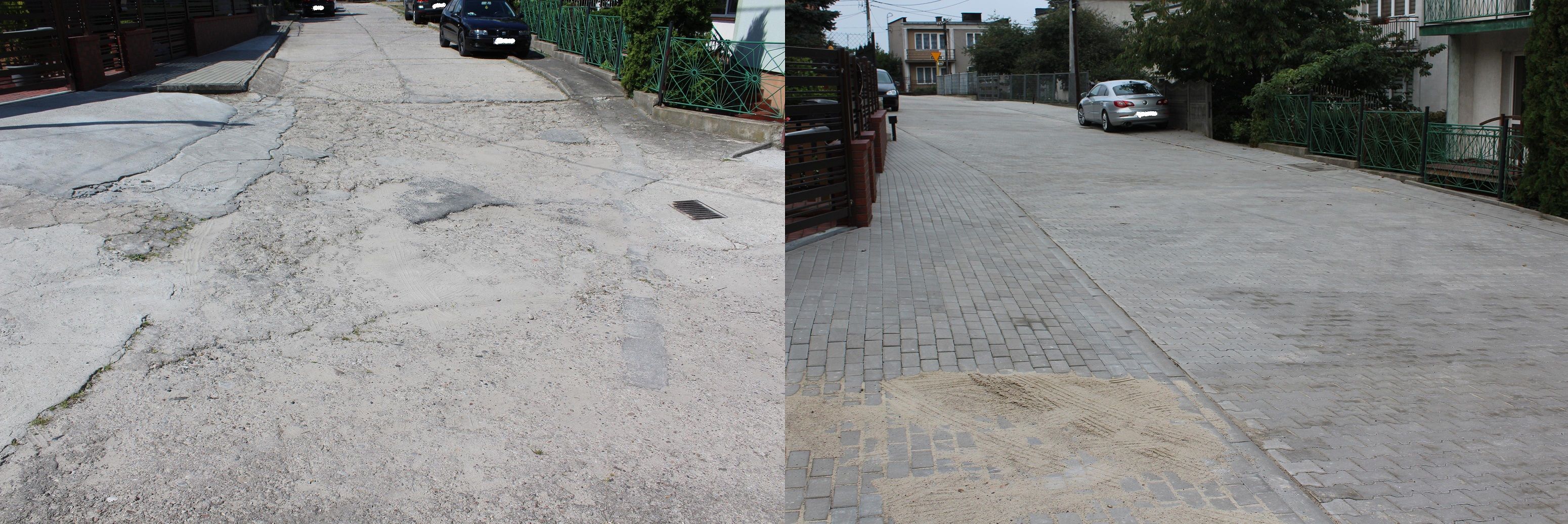 Ulica Polarna stan przed i po remoncie - kliknięcie spowoduje powiększenie obrazka